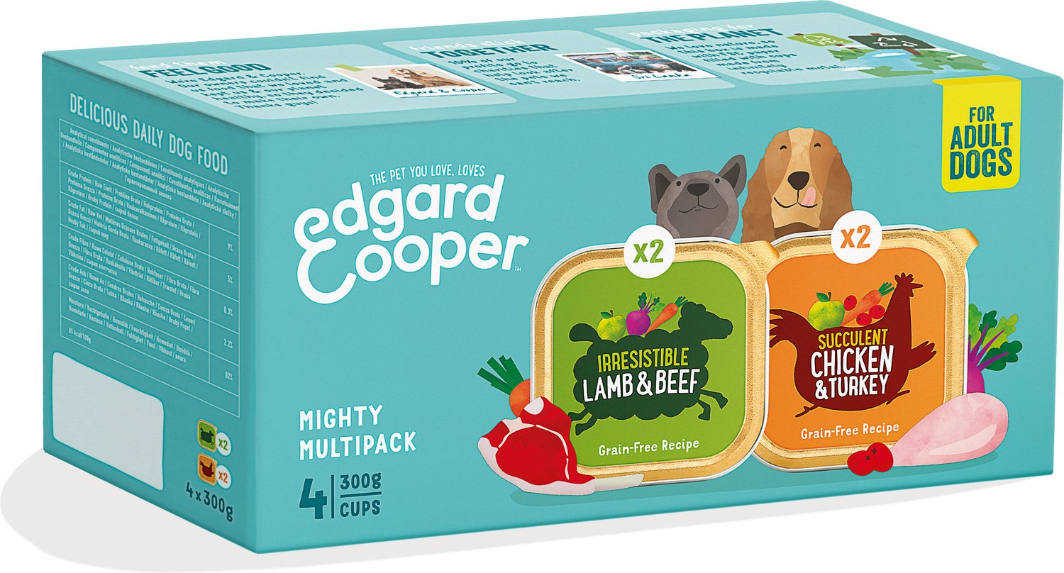 Edgard & Cooper hondenvoer multipack lam en kip adult 300 g 4 stuks
