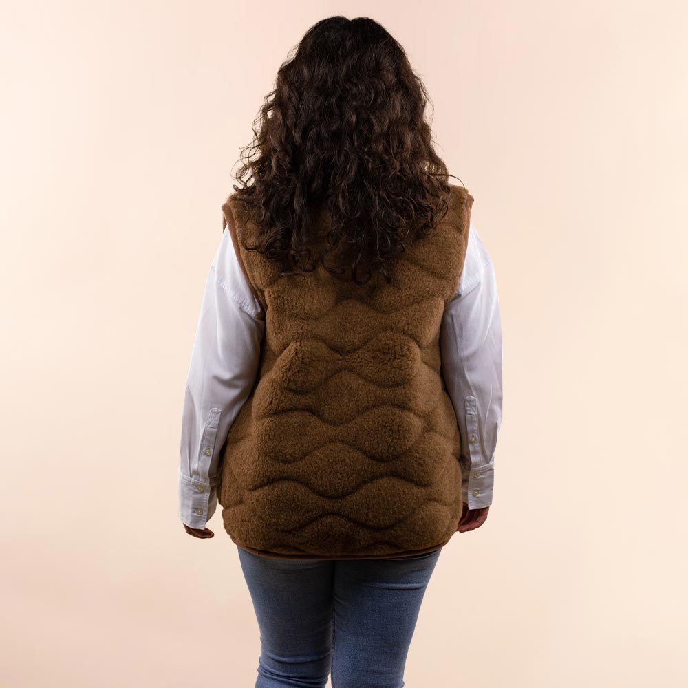 Moonrise dames wollen vest bruin 3D