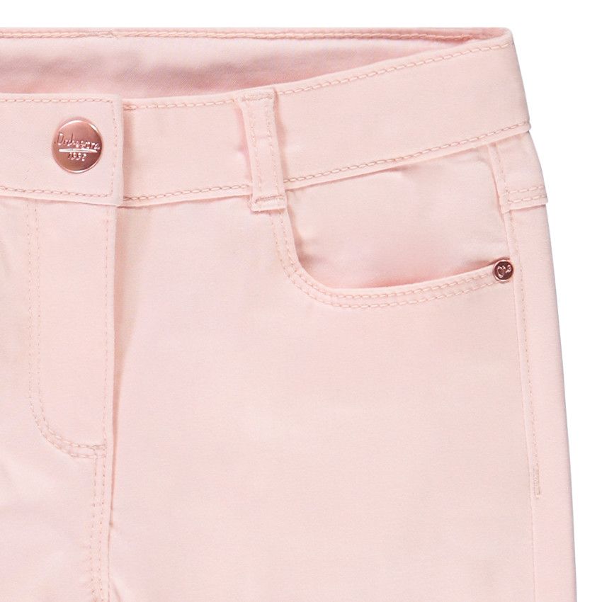 Pantalon slim en twill uni pour fille - Rose