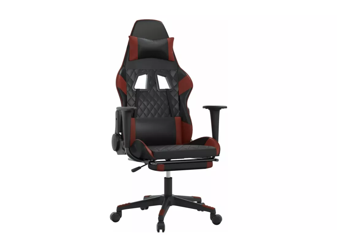 Chaise de jeu de massage repose-pied Noir&Bordeaux Similicuir