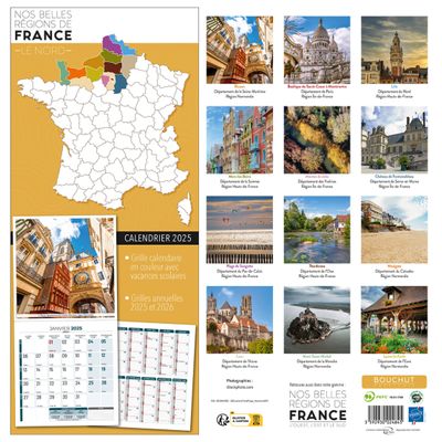 Calendrier illustré BOUCHUT 30 x 30 cm BELLES REGIONS DE FRANCE NORD 70 %