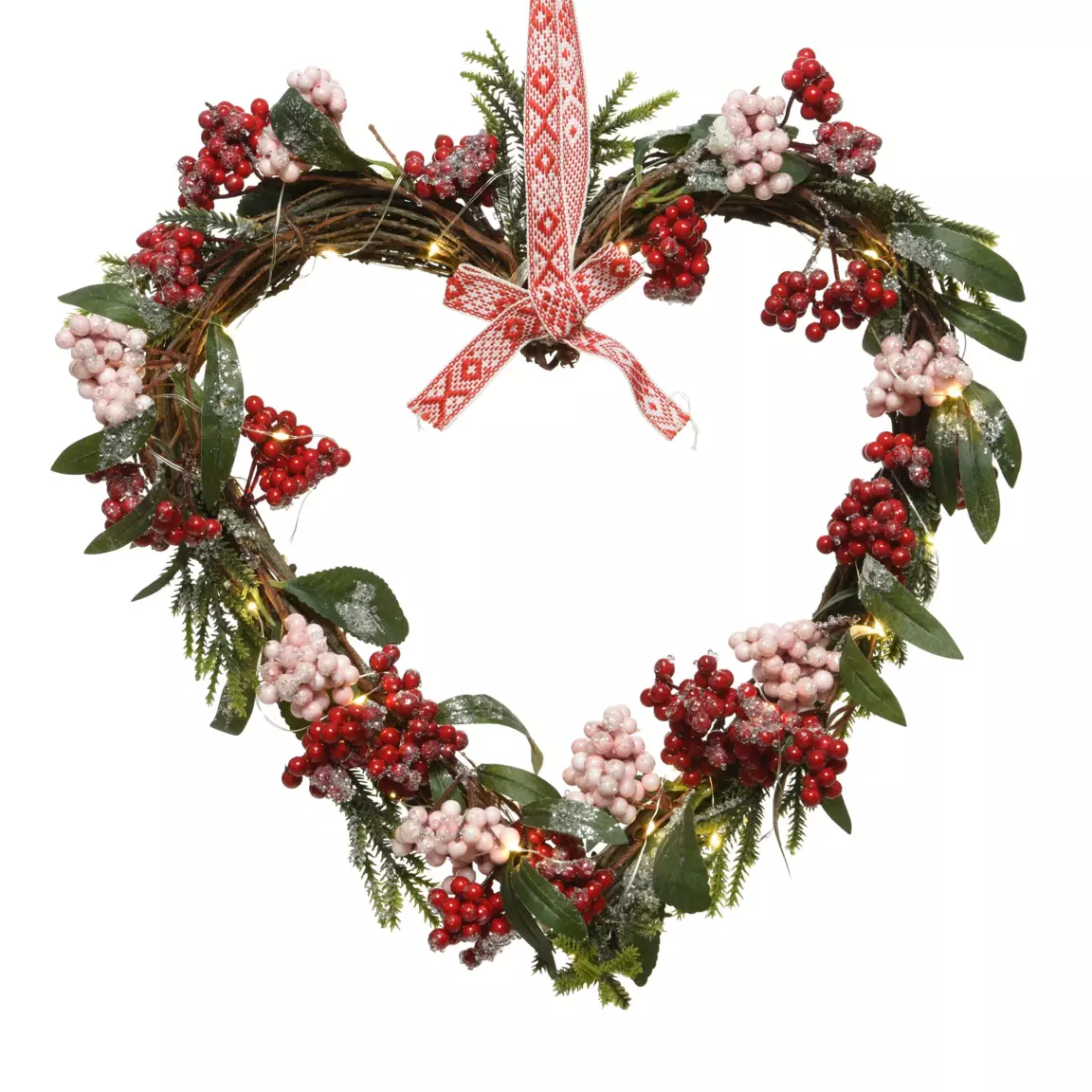 Couronne de Noël lumineuse (D36 cm) Soline Rouge