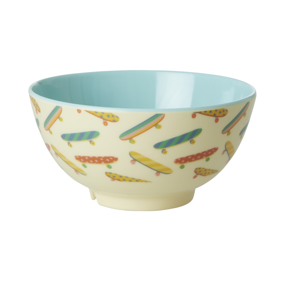 Rice - Melamine Bowl with Skateboard Print - Two Tone - Medium