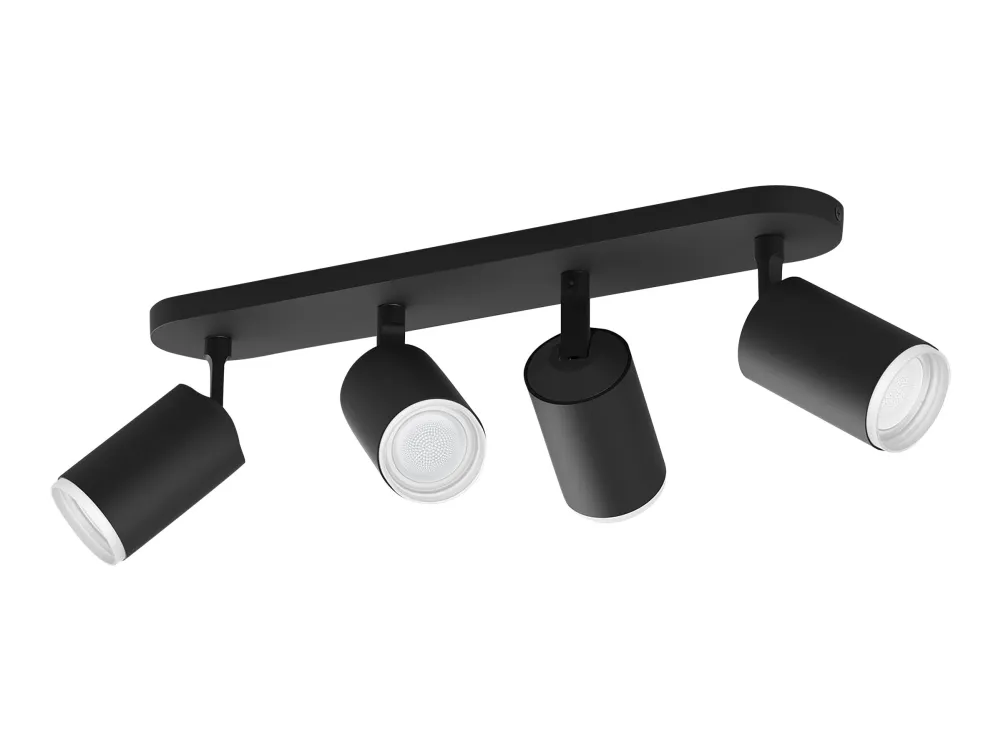 Philips Hue White and Color Ambiance Fugato - Spotlys - LED-lyspære x 4 - GU10 - total: 22.8 W - klasse A  - 16 millioner farver - sort