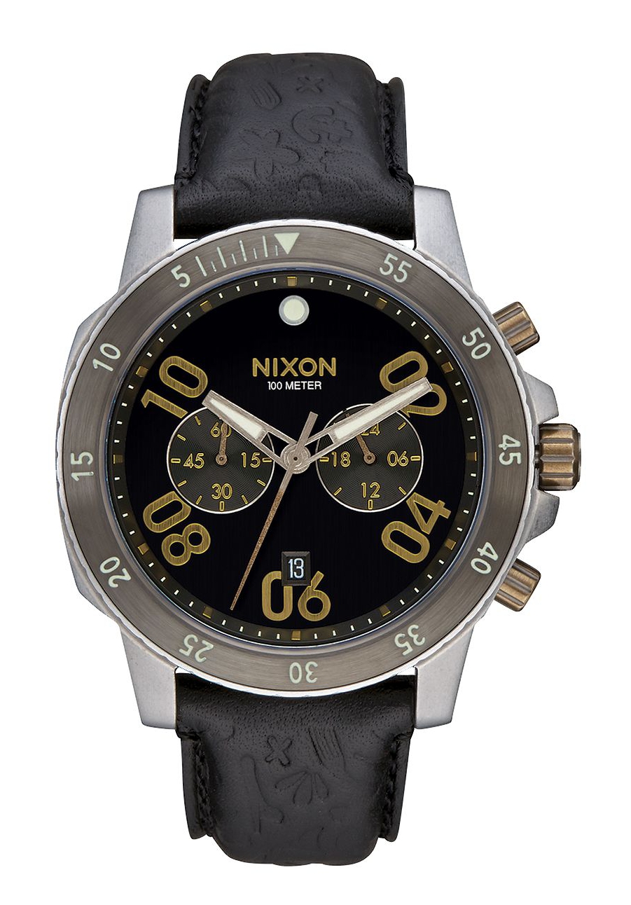 Nixon The Ranger Chrono Leather Black Brass A9402222