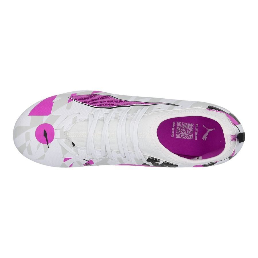 PUMA Ultra 5 Match FG/AG Forever - Blanc/Pure Magenta/Gris/Noir Enfant ÉDITION LIMITÉE