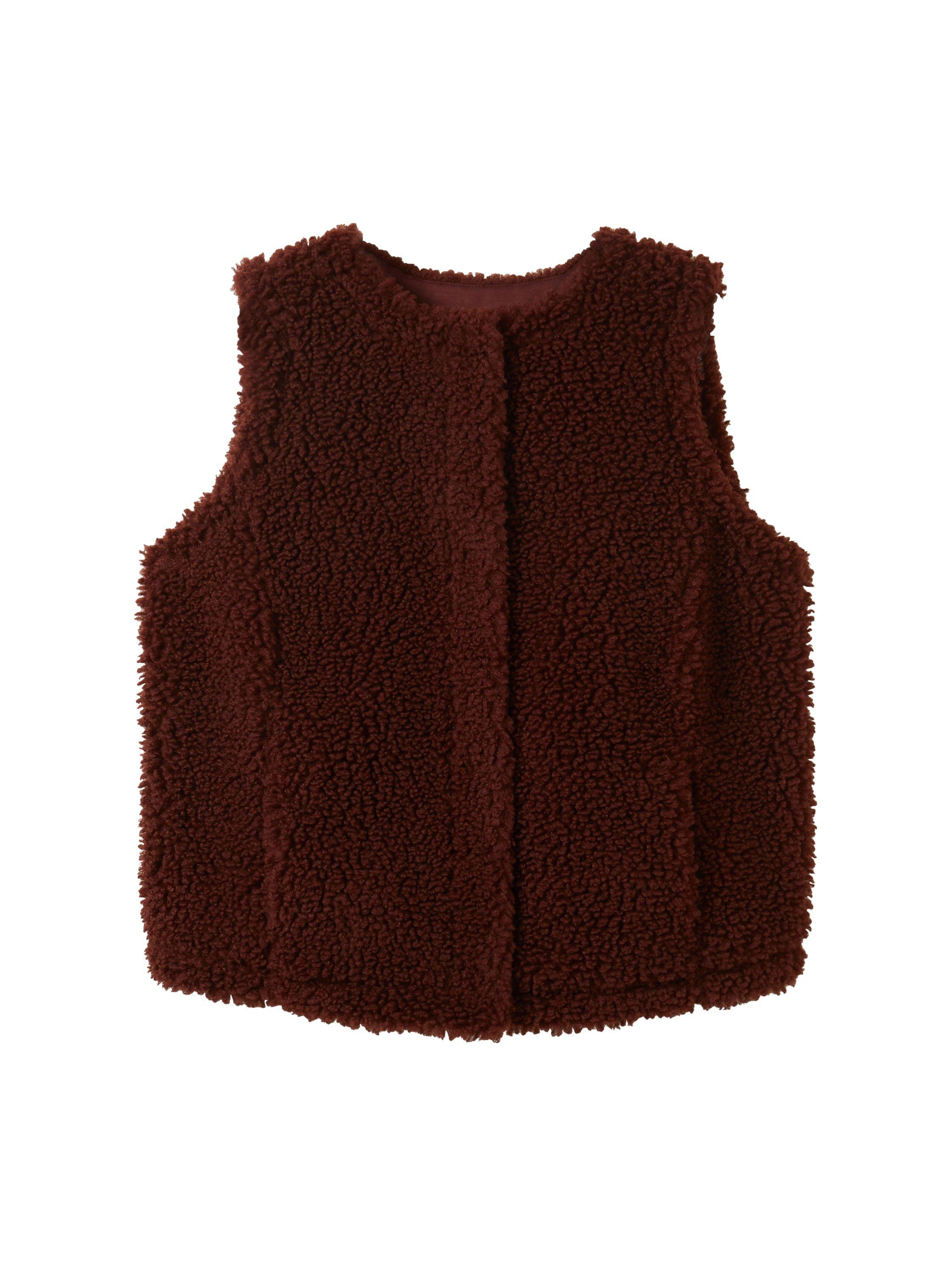Kurze Weste aus Teddyfell, mit seitlichen Taschen