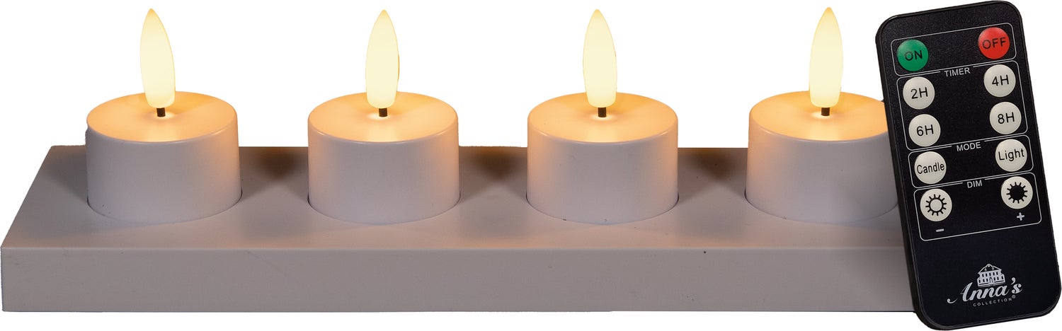 Anna's Collection LED waxinelicht met afstandsbediening wit D 3,8 H 5 cm 4 stuks