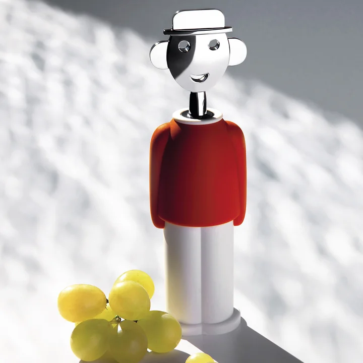 A di Alessi - Korkenzieher Alessandro M., hellblau / rot