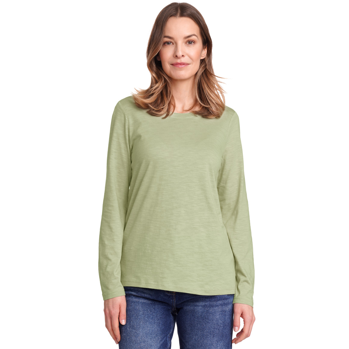 Gina Benotti Damen Langarmshirt unifarben hellgrün