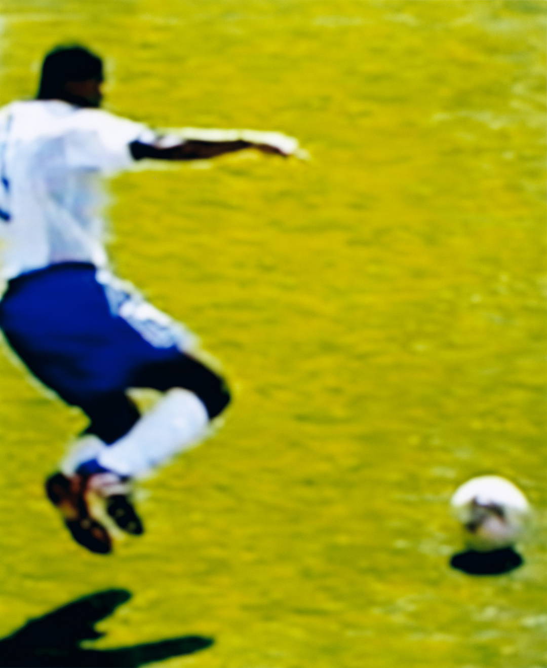 Marcel Desailly France v Denmark 0 - 2 (Group Stage) 11.06.2002, Incheon Munhak Stadium, Incheon, South Korea by Robert Davies - Limited Edition. Edition of: 75. Signed.