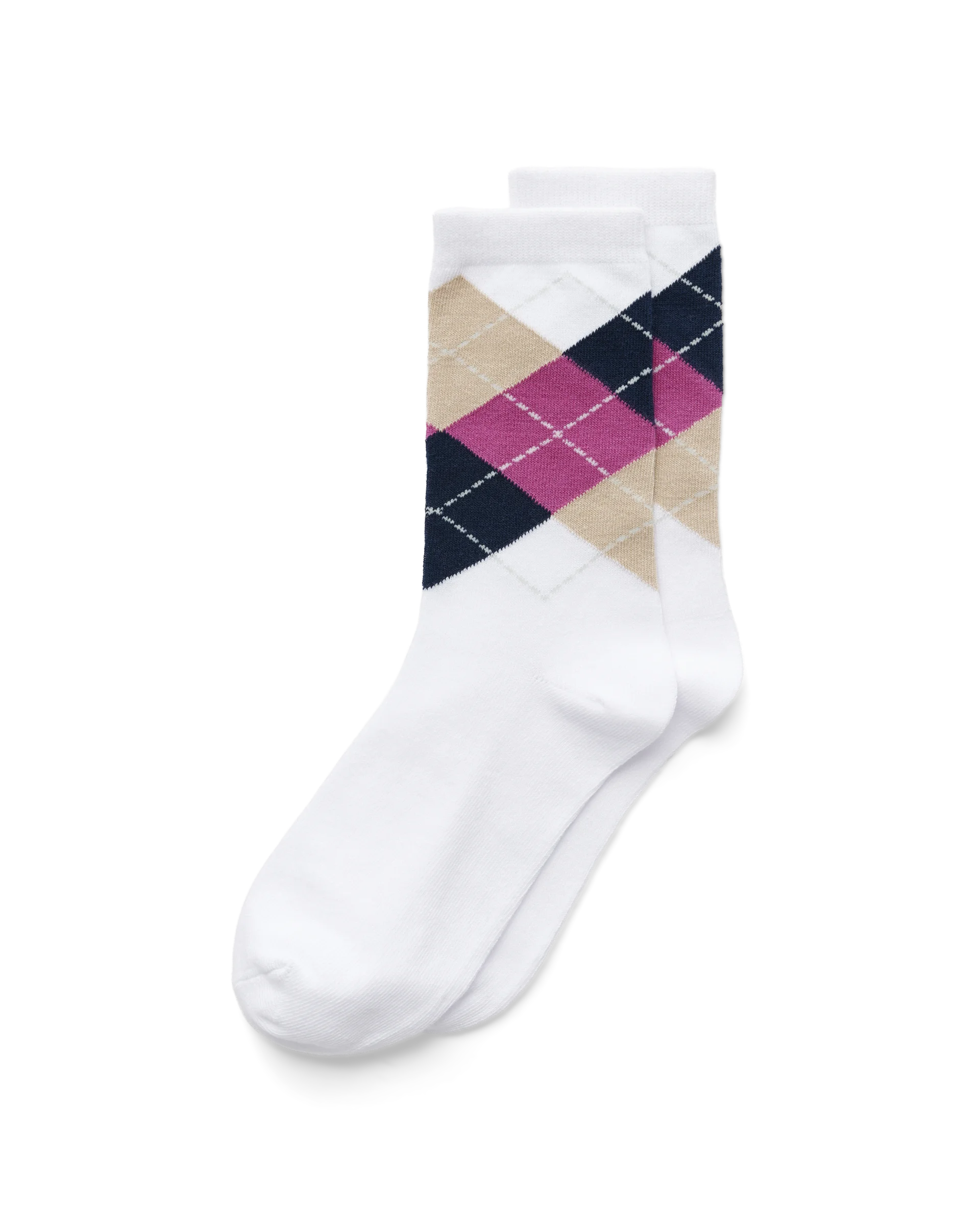 ECCO Classic Harlequin Mid-Cut Damen Halbhohe Socken Weiß