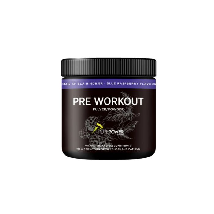 PurePower Unisex Pre-workout pulver Pre-Workout PWO Blue Rasberry 300g. Sort