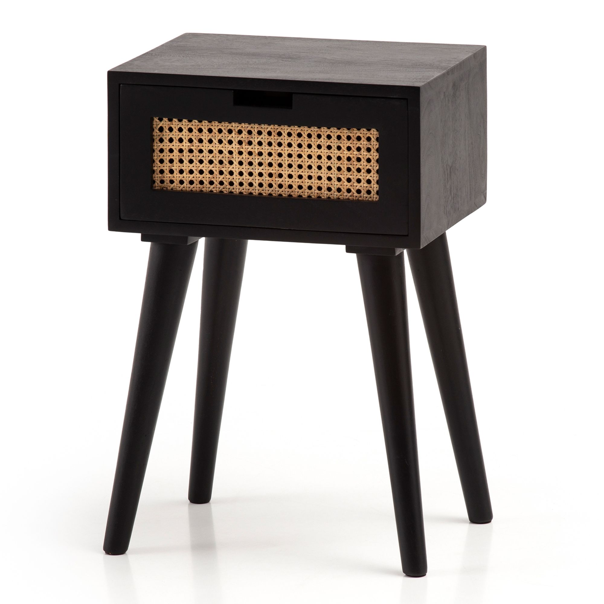 Nachttisch FineBuy Nachtkommode Boxspringbett Holz Rattan 60 cm Wiener Geflecht