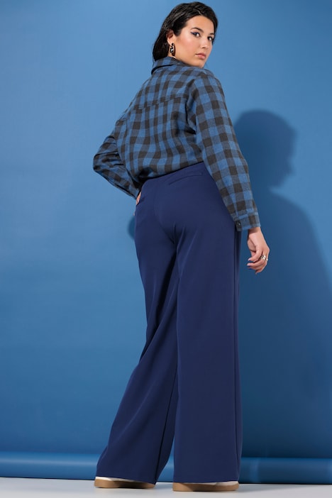 Hose, High Waist, weites Bein, Bundfalten
