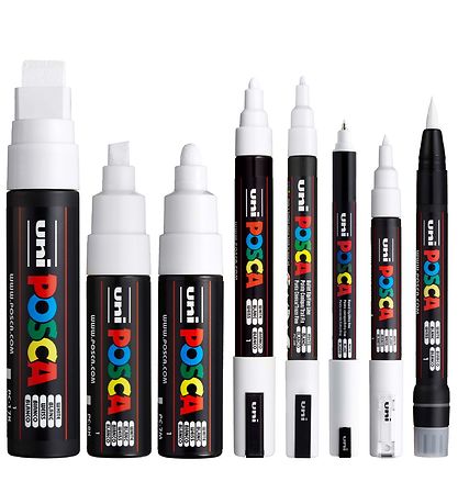Posca Filzstifte - 8 Spitzengrößen - Weiß