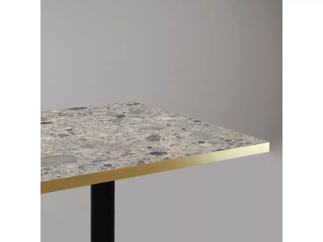 Mange-debout 60 x 60 cm - modèle Round terrazzo cepp chants laiton
