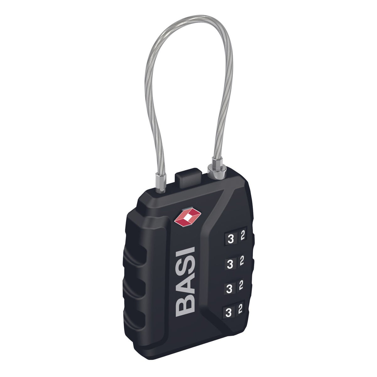 BASI TSA kofferslot KS 625 met instelbare cijfercombinatie, flexibele staalkabel, behuizing van spuitgietzink, 4-cijferig cijferslot, zwart