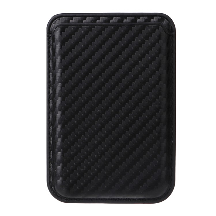 iPhone 15 Pro MagSafe 2in1 Leder Hülle Wallet Case mit Magnetischem Kreditkartenfach im Carbon Look - Schwarz