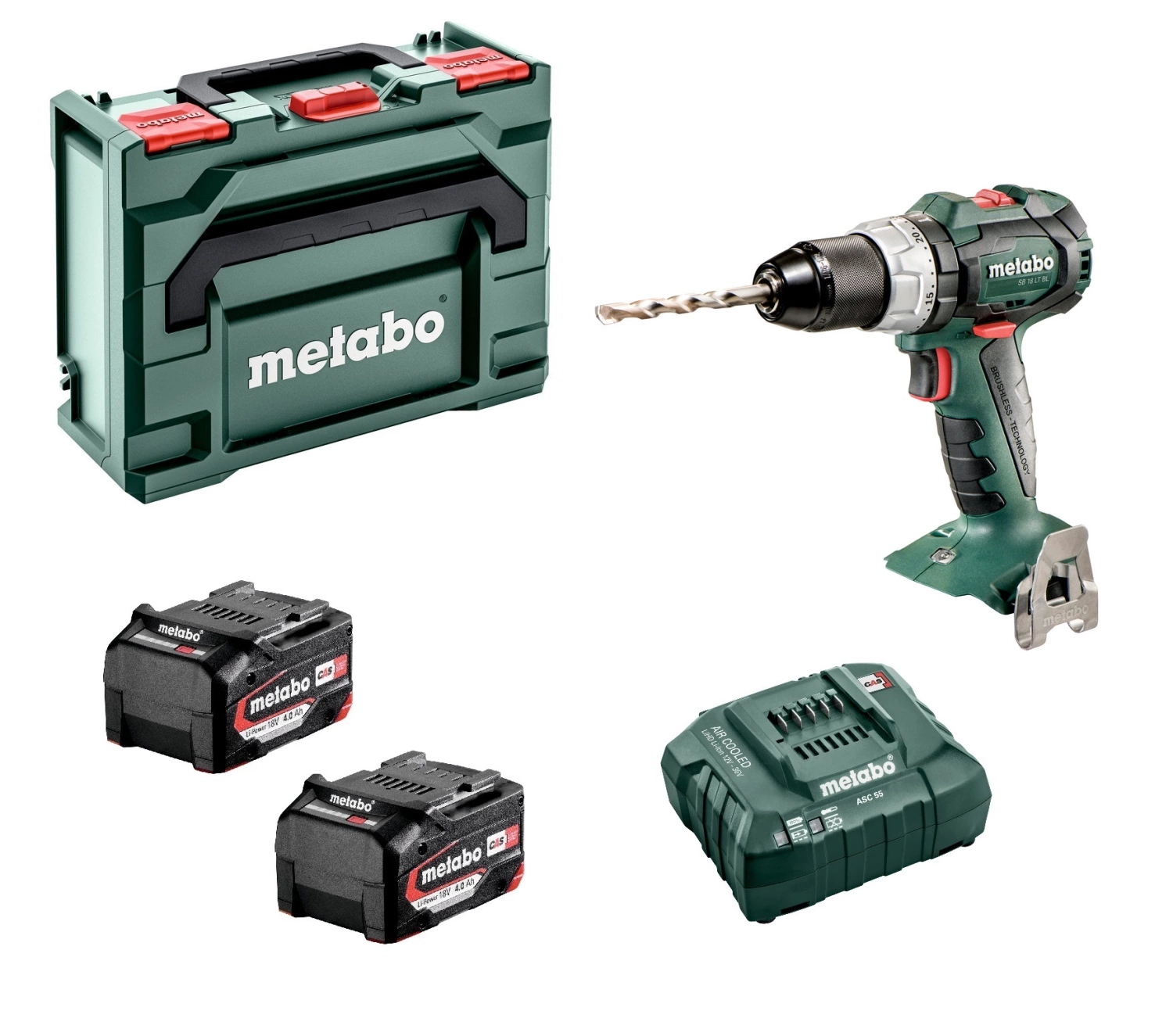 Metabo SB 18 LT BL 18V accu klopboor- /schroefmachine set (2x Li-Power 4,0Ah accu) in metaBox - koolborstelloos