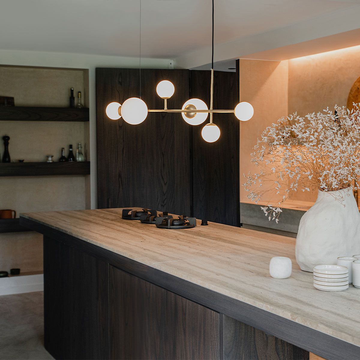 Hotel Chique hanglamp goud met opaal wit glas 6-lichts - Monaco