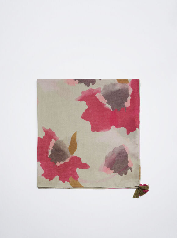 Lenço com estampa floral - Rosa