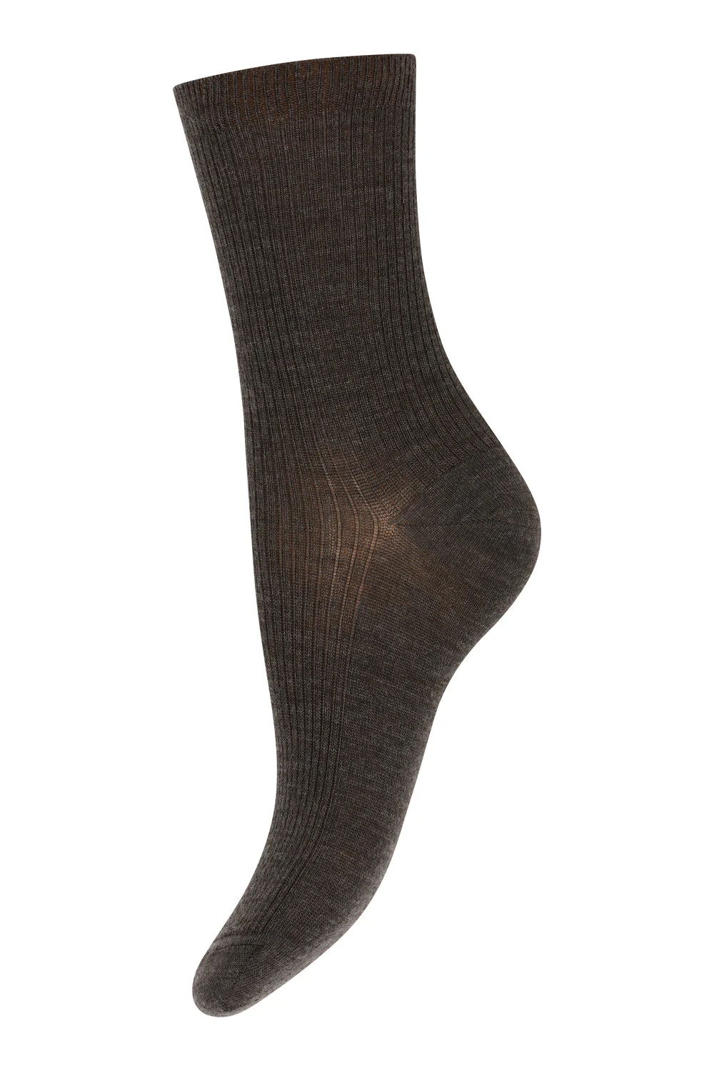 mpWoman  Fine Wool Rib strømper - Dark Brown