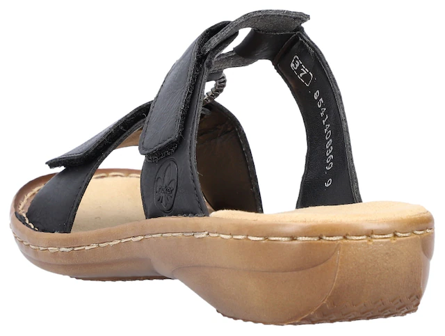 Rieker Pantolette  , Keilabsatz, Sommerschuh, Schlappen mit Schmuckring