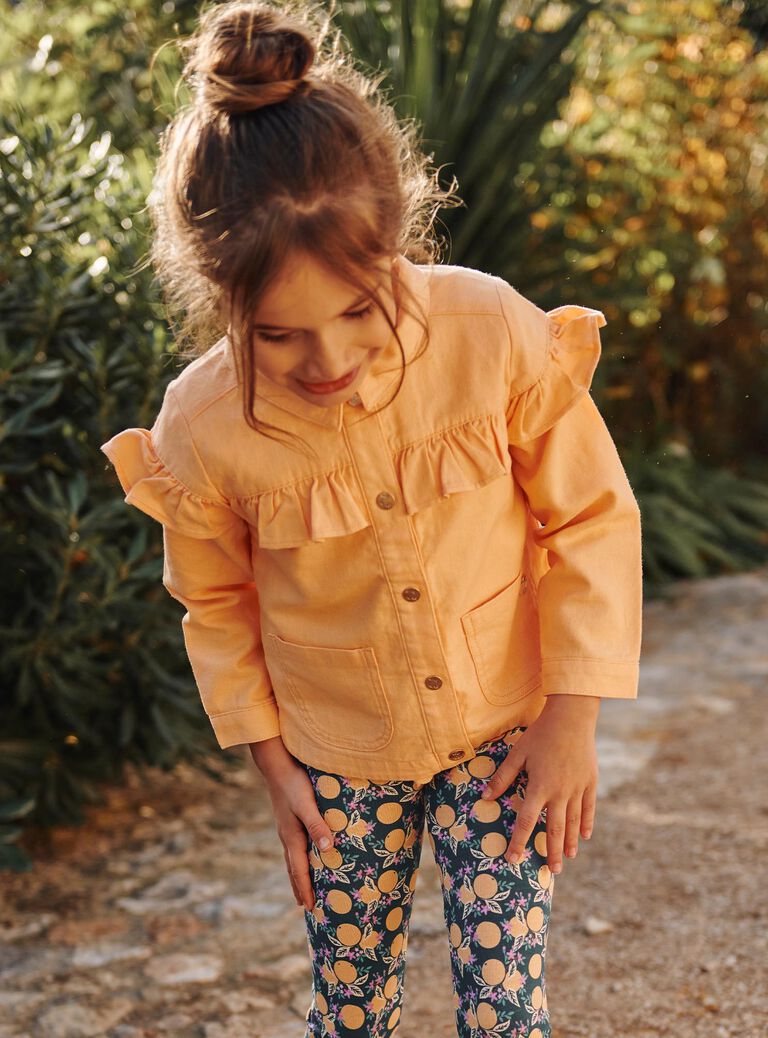 Veste orange clémentine à volants