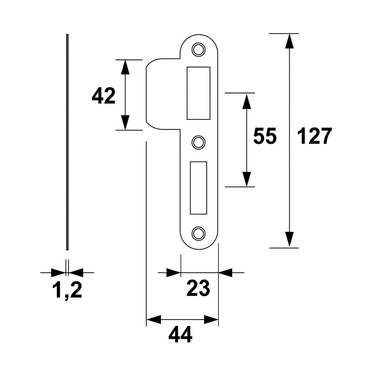 AXA 7135 SL-PC55 Sluitplaat dag-nachtslot zwart - 7135-10-56/E