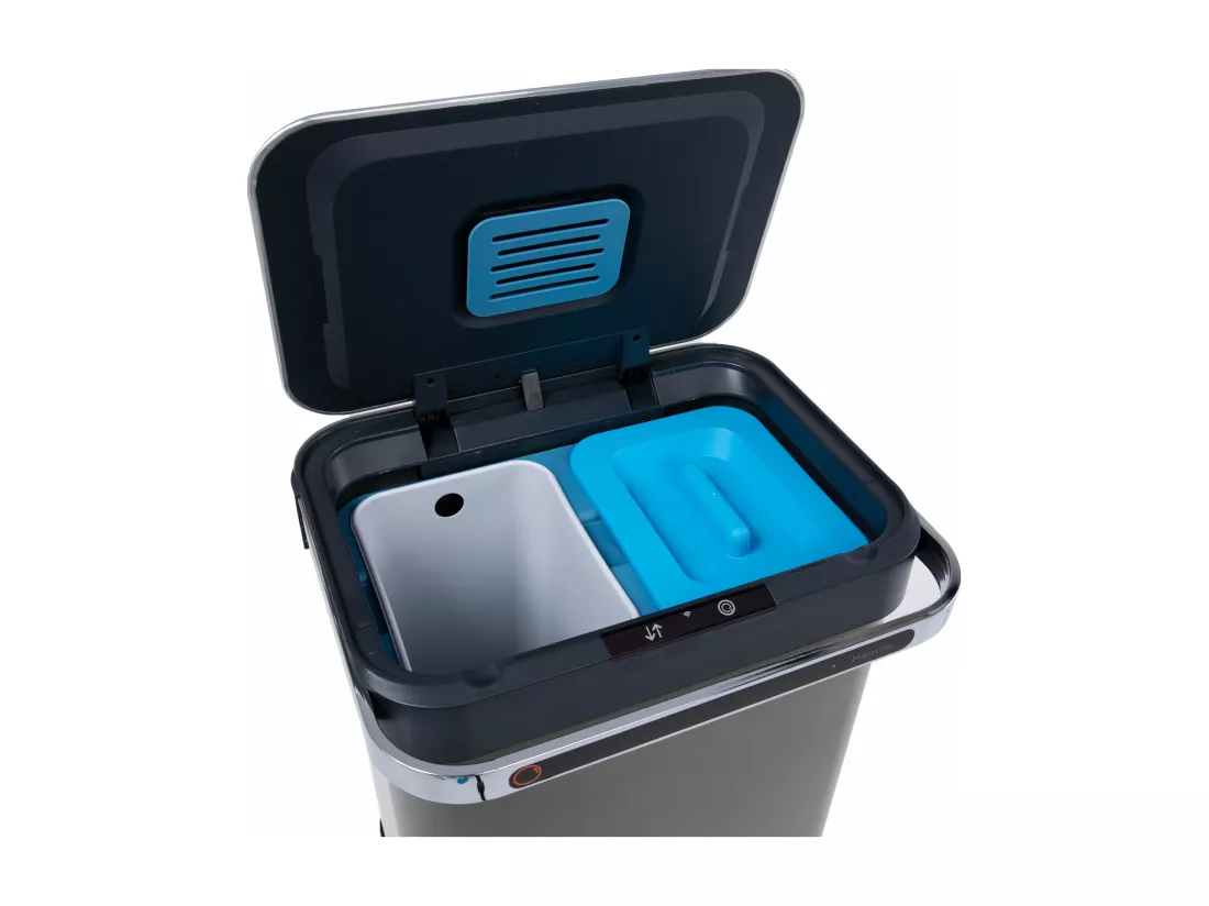 Poubelle à capteur 60L Fonction autonettoyante et filtre à charbon actif