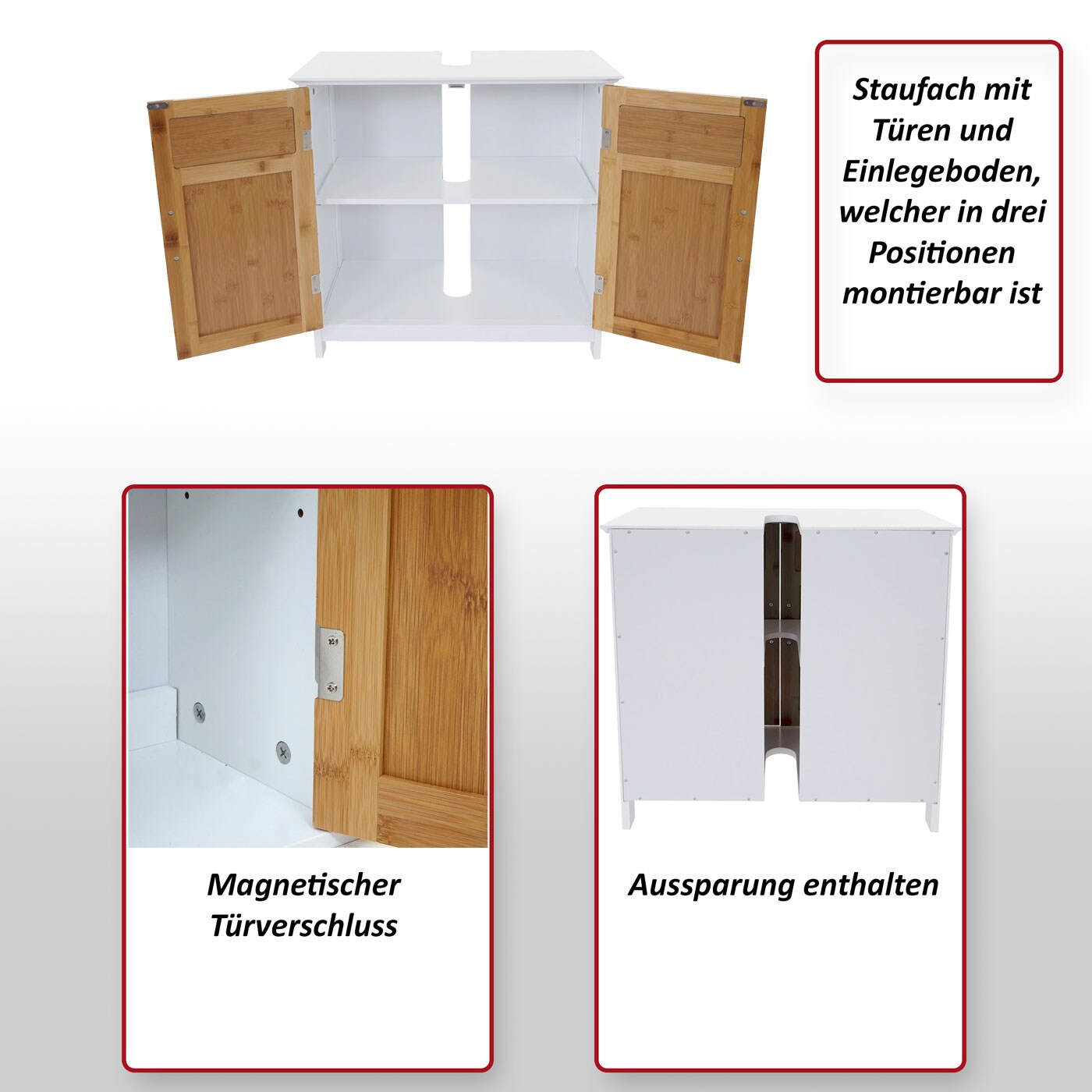 Waschbeckenunterschrank MCW-A85, Badschrank 60x60x30cm ~ grau