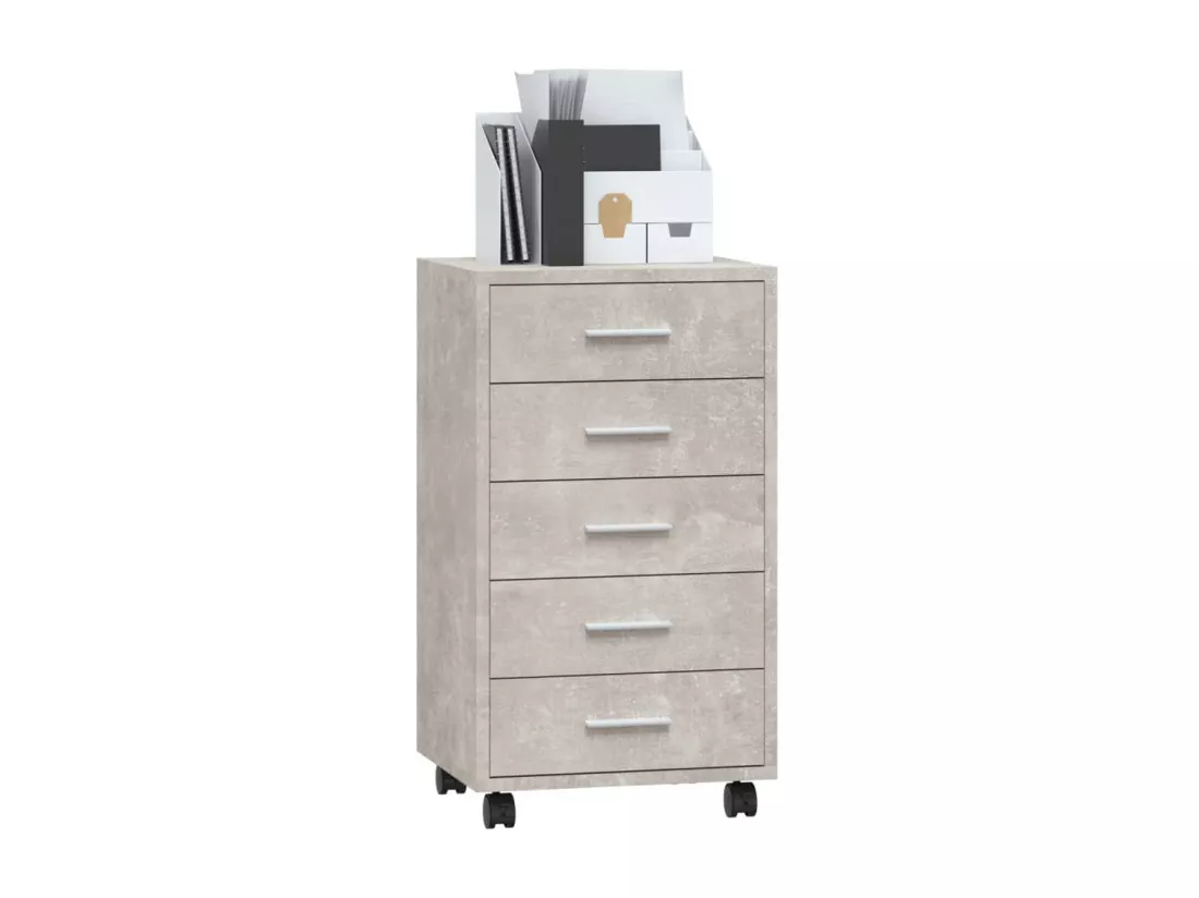 Armoire à tiroirs avec roulettes Gris béton Bois d'ingénierie