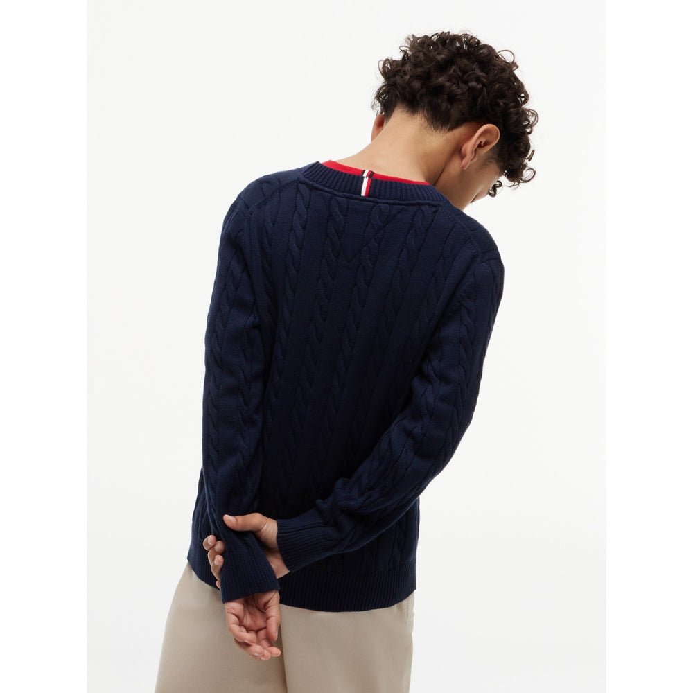 Køb Tommy Hilfiger Dark Night Navy Bomuld Cable Sweater