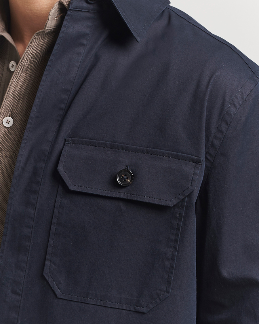 Zegna Premium Cotton Overshirt Navy