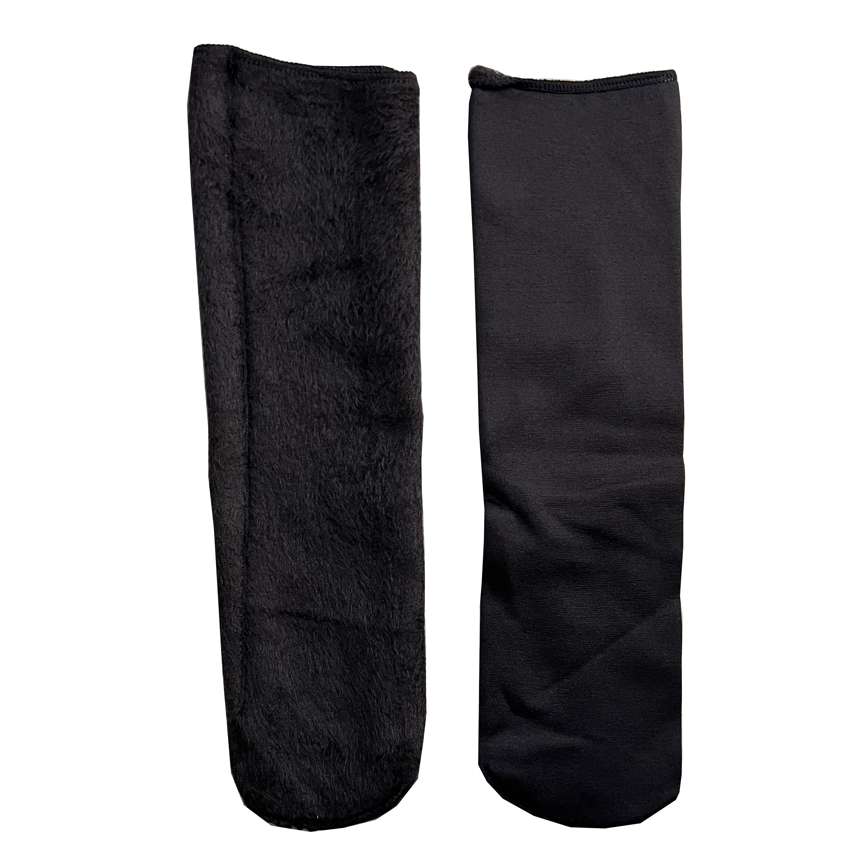 (1 Paar) Polyester Socken Winter Damen Füsslinge Plüsch gefüttert (One Size) - Schwarz