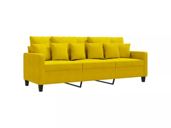 Canapé à 3 places Jaune 180 cm Velours