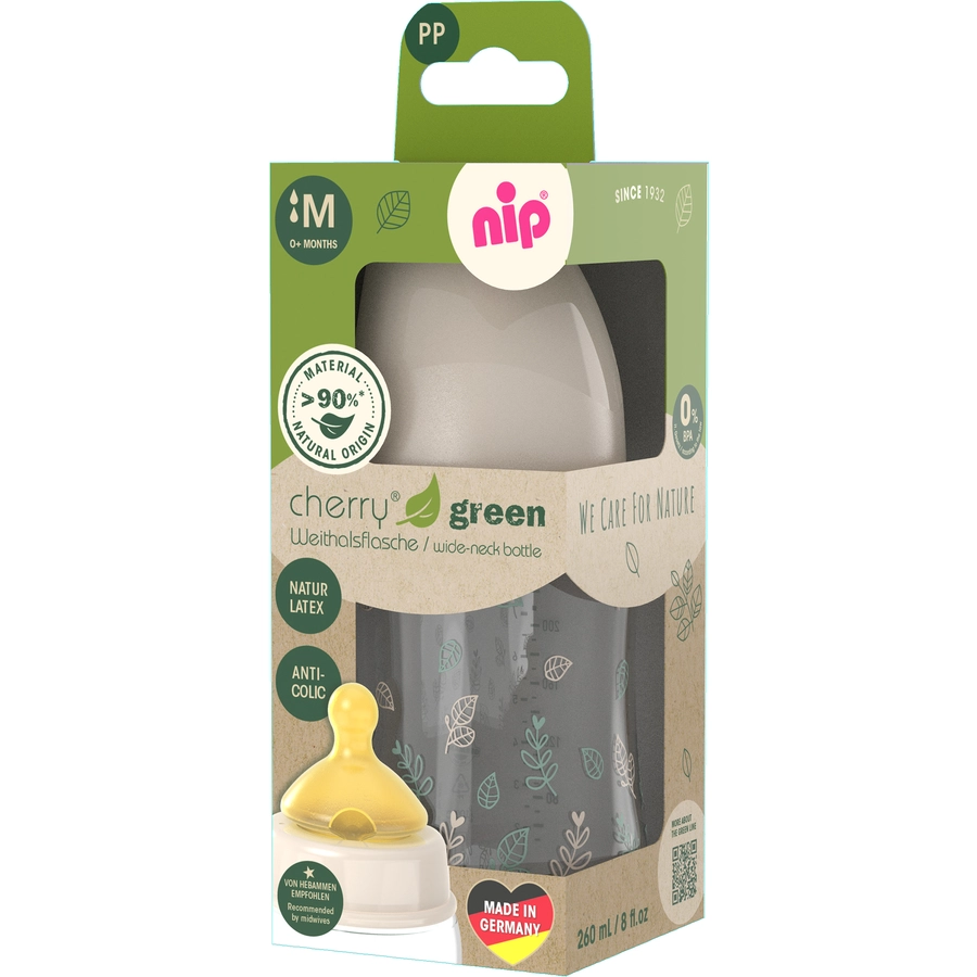 nip® Weithalsflasche Cherry Green Girl, 260ml aus PP