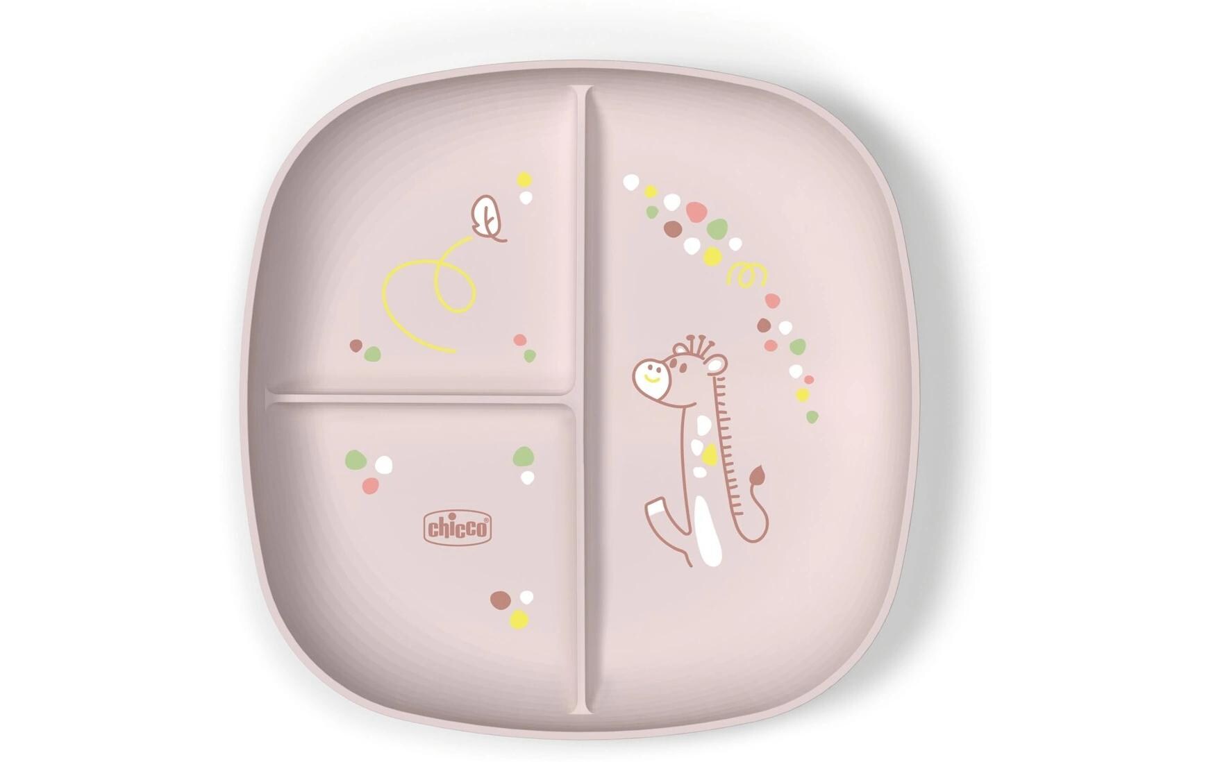 Kinderteller Pink, 18M+Teller mit Unterteilungen