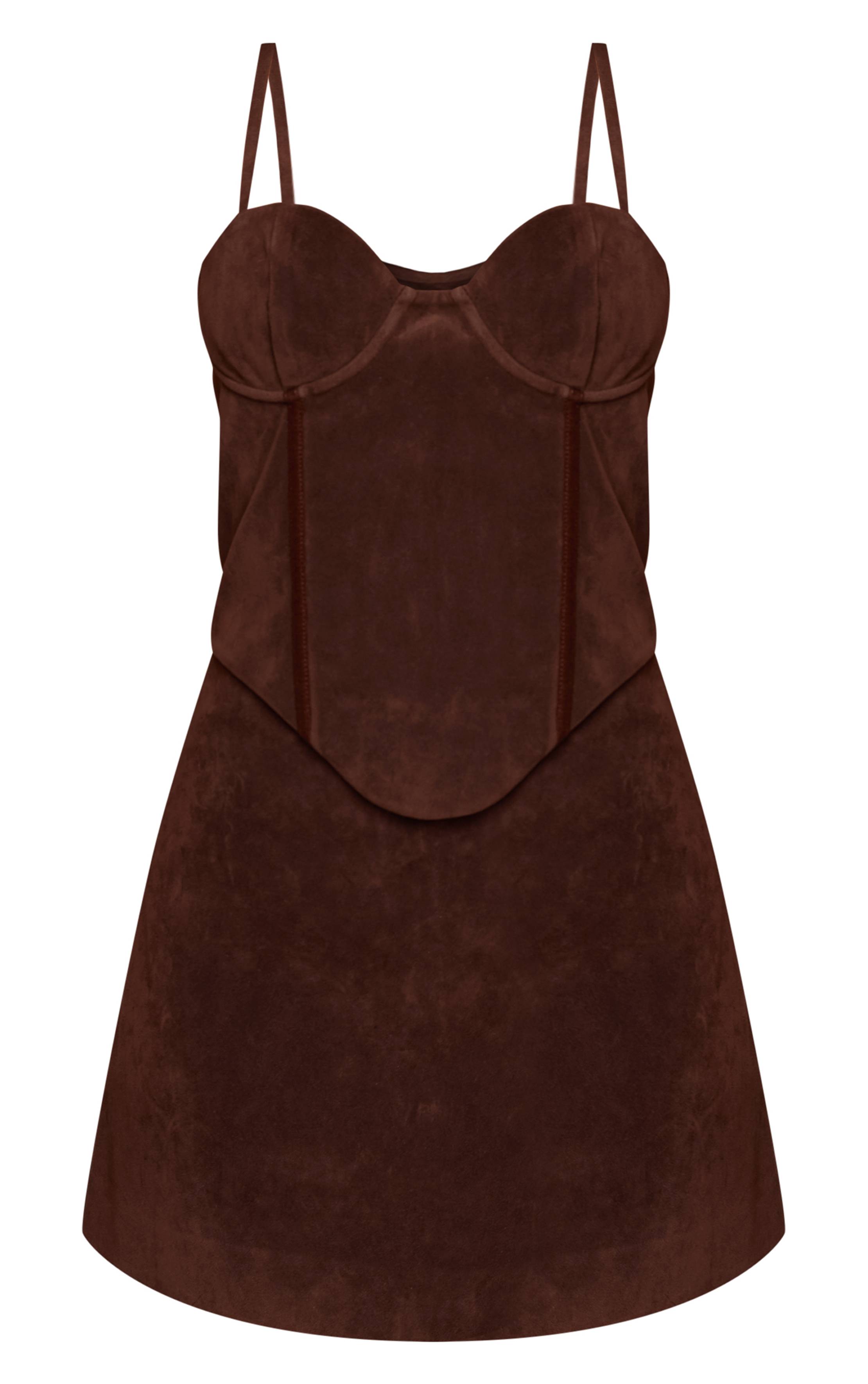 Chocolat Robe Courte Droite En Synthétique Avec Détail Corset