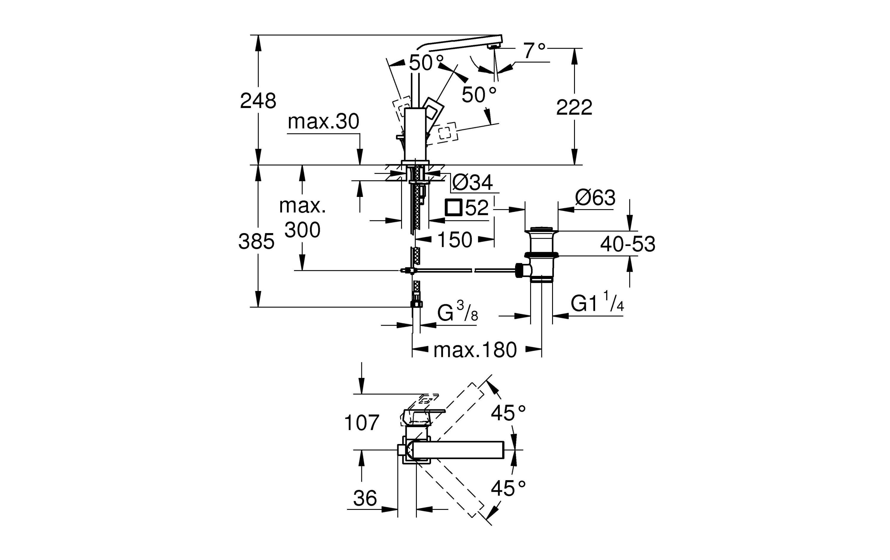 Lavaboarmatur Eurocube L-Size 1/2