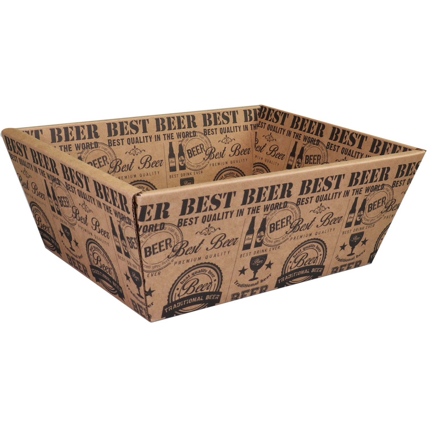 Mand, golfkarton, biermand, 26x21x10cm, bruin