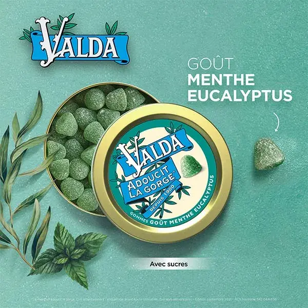 Valda Sucres Menthe eucalyptus - 140 g