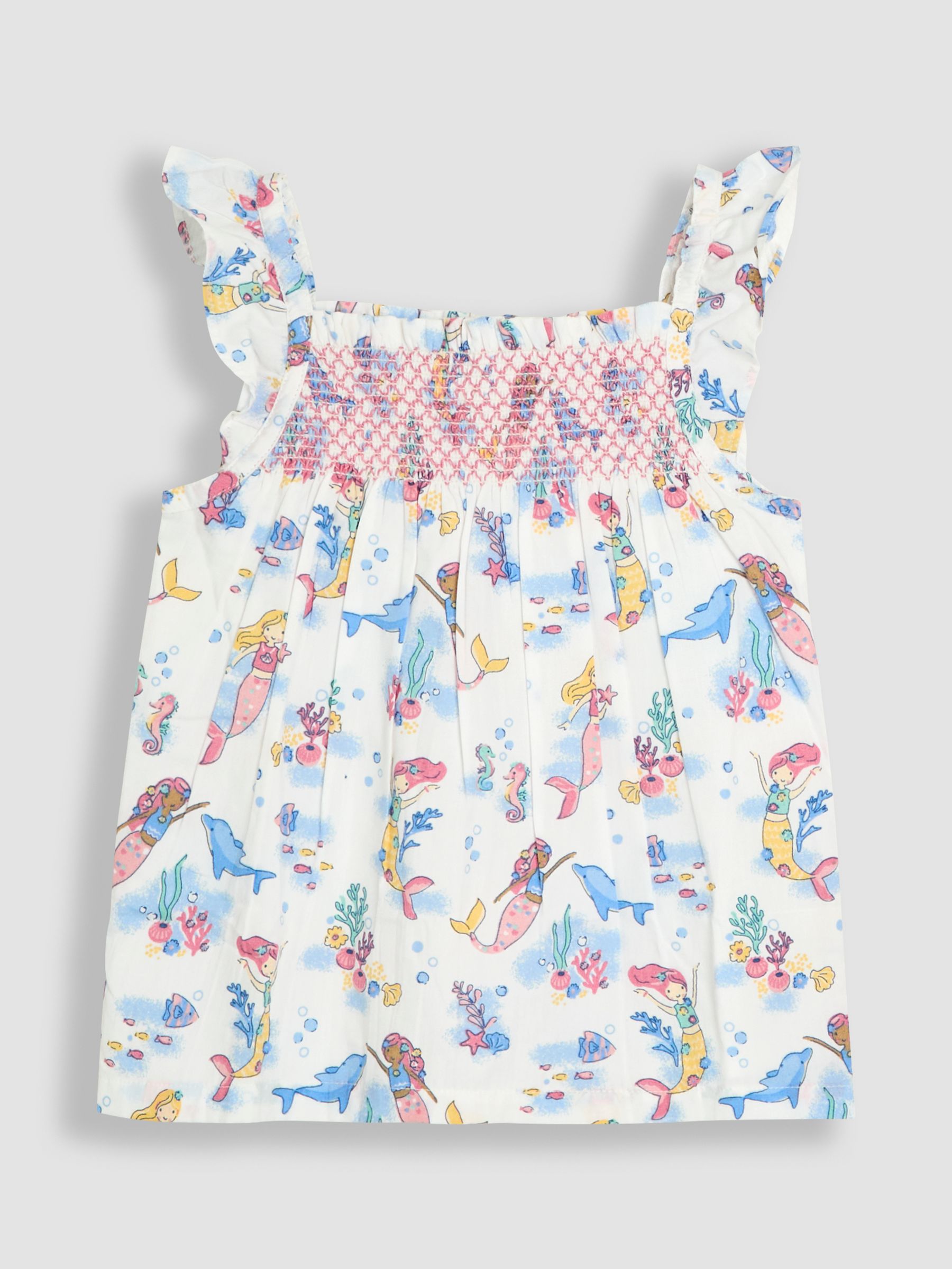 JoJo Maman Bébé 2-delige set van gesmokte blouse en short met dier in zakje