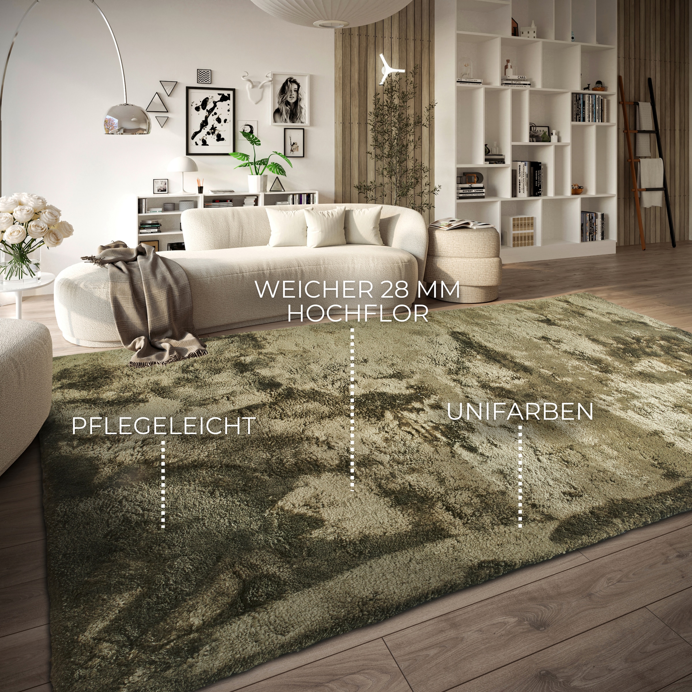 ELLE DECORATION Hochflor-Teppich »Calida« rechteckig 28 mm Höhe Langflor, Shaggy, einfarbig, flauschig, weich, glänzend, modern, uni