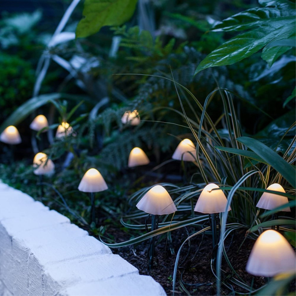 (3.5m) 10 LED's Deko Solar Lichterkette Pilz Outdoor Beleuchtung IP65 - Warmweiss