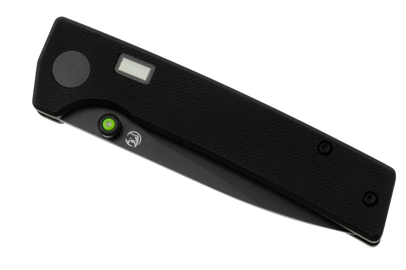 Glow Rhino Fermi FERMI-XG-GG, PVD D2, Black G10 Green Thumbstud, zakmes