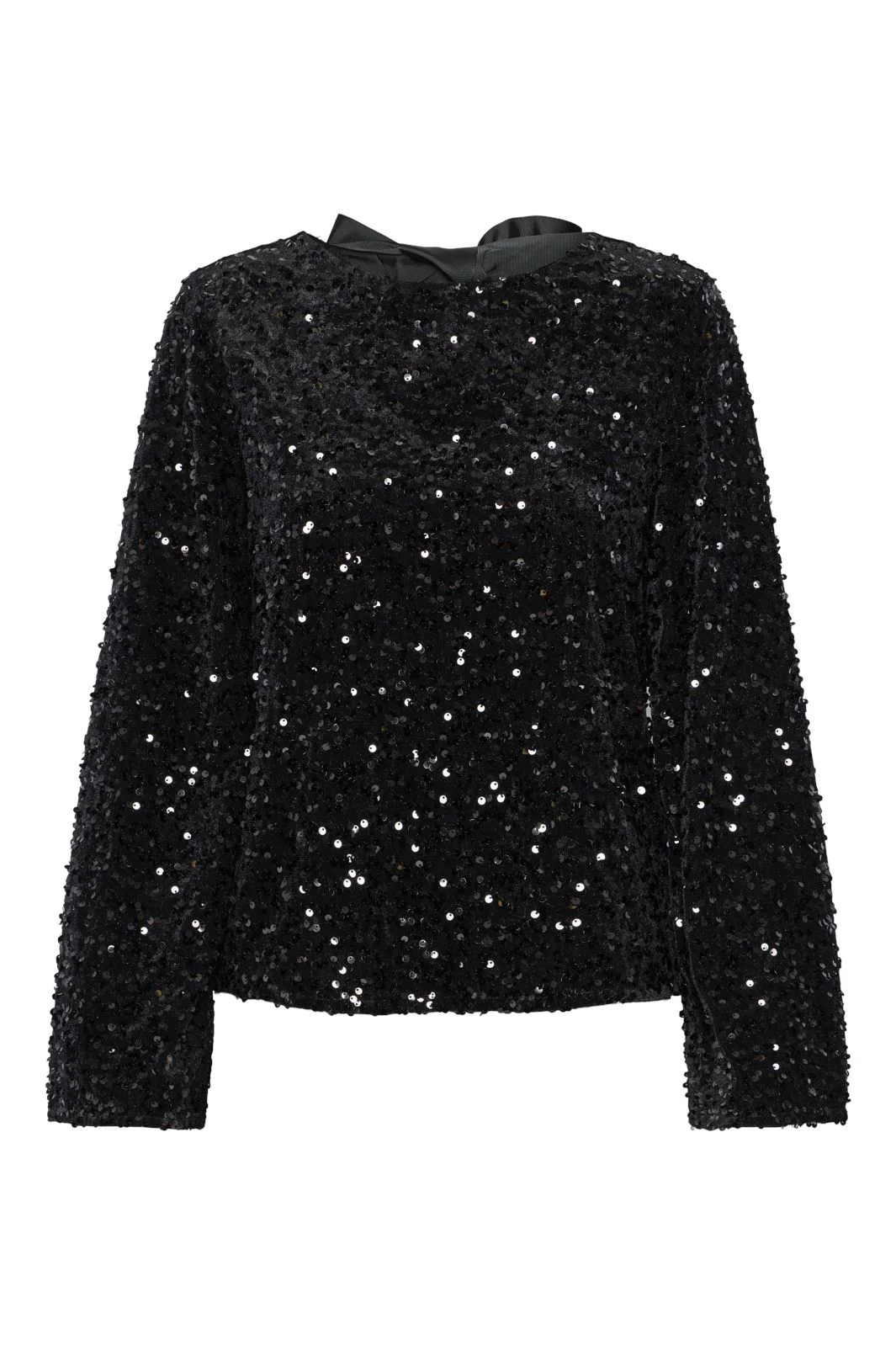 Pieces Pckam Ls Deep Back Bow Top 4617672 black black sequins