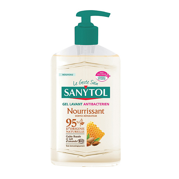 Gel lavant mains antibactérien nourrissant Sanytol lait d'amande BIO 250 ml