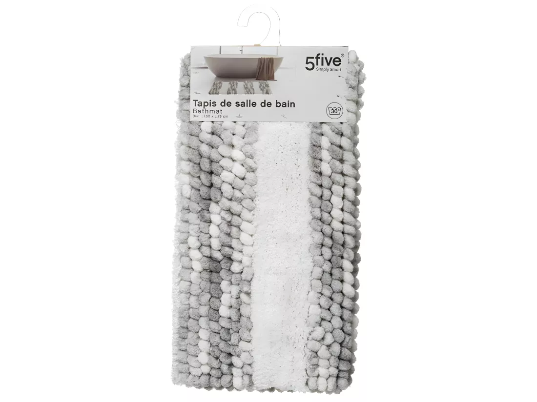 Tapis de salle de Bain épais rayé Gris 50 x 75 cm